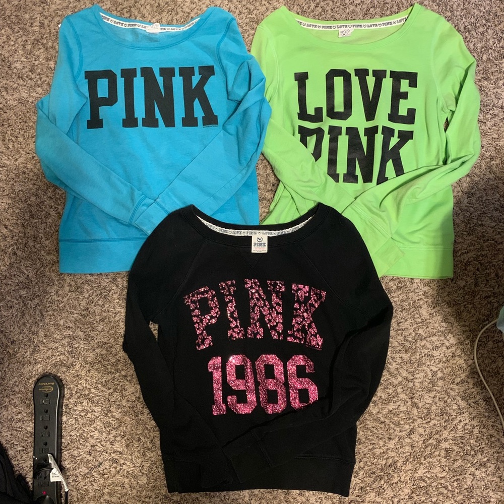 (3) Victoria’s Secret PINK Crewneck Sweatshirts